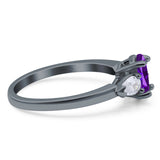 Oval Natural Stone Three Stone Ring