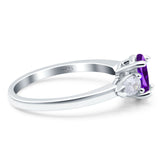 Oval Natural Stone Three Stone Ring