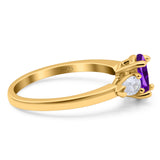 Oval Natural Stone Three Stone Ring