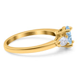 Oval Natural Stone Three Stone Ring