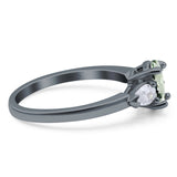 Oval Natural Stone Three Stone Ring