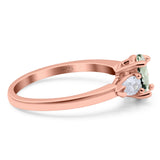 Oval Natural Stone Three Stone Ring