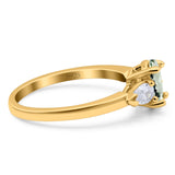 Oval Natural Stone Three Stone Ring