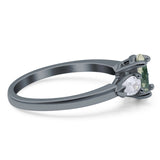 Oval Natural Stone Three Stone Ring