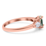 Oval Natural Stone Three Stone Ring