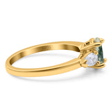 Oval Natural Stone Three Stone Ring