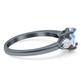 Oval Natural Stone Three Stone Ring