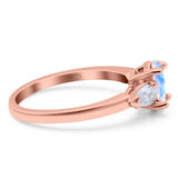 Oval Natural Stone Three Stone Ring