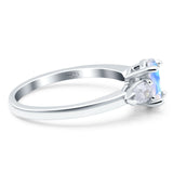 Oval Natural Stone Three Stone Ring