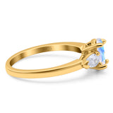 Oval Natural Stone Three Stone Ring