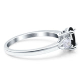 Oval Natural Stone Three Stone Ring