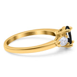 Oval Natural Stone Three Stone Ring