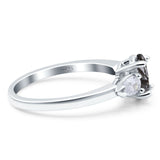 Oval Natural Stone Three Stone Ring