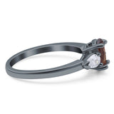 Oval Natural Stone Three Stone Ring