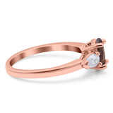 Oval Natural Stone Three Stone Ring