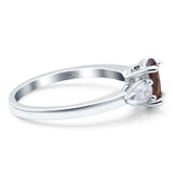 Oval Natural Stone Three Stone Ring