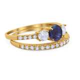 Three Stone Round Vintage Style Ring