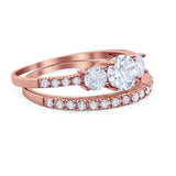 Three Stone Round Vintage Style Ring