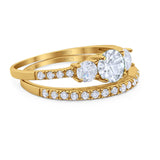 Three Stone Round Vintage Style Ring