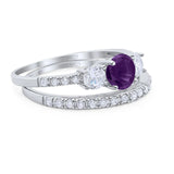 Three Stone Round Vintage Style Ring