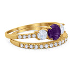 Three Stone Round Vintage Style Ring