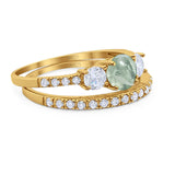 Three Stone Round Vintage Style Ring
