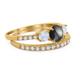 Three Stone Round Vintage Style Ring