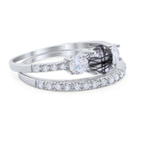 Three Stone Round Vintage Style Ring