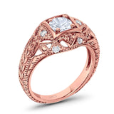 Art Deco Round Natural Stone Filigree Ring