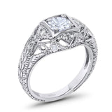 Art Deco Round Natural Stone Filigree Ring