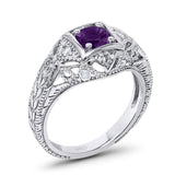 Art Deco Round Natural Stone Filigree Ring
