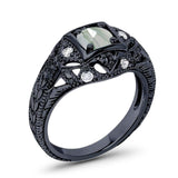 Art Deco Round Natural Stone Filigree Ring