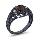 Art Deco Round Natural Stone Filigree Ring