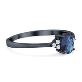 Art Deco Oval Natural Stone Wedding Ring