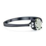 Art Deco Oval Natural Stone Wedding Ring