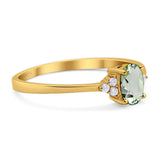 Art Deco Oval Natural Stone Wedding Ring