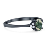 Art Deco Oval Natural Stone Wedding Ring