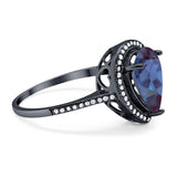 Art Deco Pear Natural Stone Wedding Ring