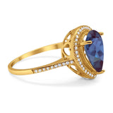 Art Deco Pear Natural Stone Wedding Ring