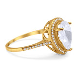 Art Deco Pear Natural Stone Wedding Ring