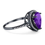 Art Deco Pear Natural Stone Wedding Ring