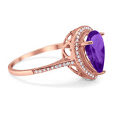 Art Deco Pear Natural Stone Wedding Ring