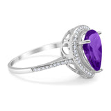 Art Deco Pear Natural Stone Wedding Ring