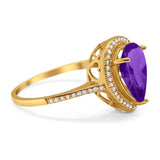 Art Deco Pear Natural Stone Wedding Ring