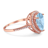 Art Deco Pear Natural Stone Wedding Ring