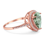 Art Deco Pear Natural Stone Wedding Ring