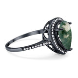 Art Deco Pear Natural Stone Wedding Ring