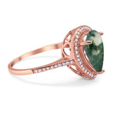 Art Deco Pear Natural Stone Wedding Ring