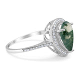 Art Deco Pear Natural Stone Wedding Ring