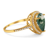 Art Deco Pear Natural Stone Wedding Ring